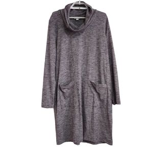 Pure Jill Cowl Neck Sweater Tunic Dress Pockets Knit Stretch Heather Mauve Activ
